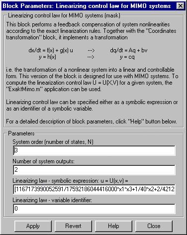 Block parameters setup